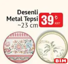 DESENLİ METAL TEPSİ 23 CM